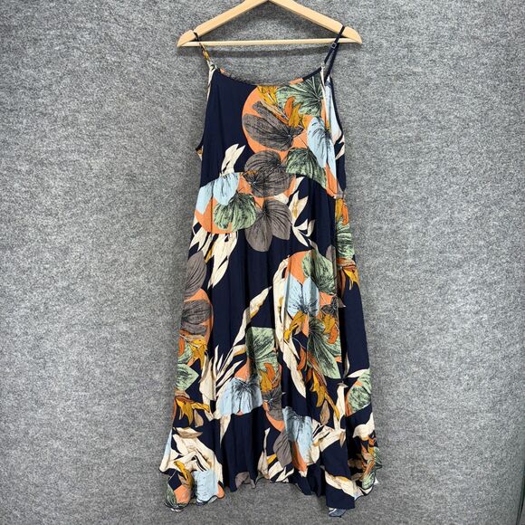 Lovave Dress Women M Medium Blue Floral Shift Midi V-Neck Sleeveless Button - Picture 6 of 7